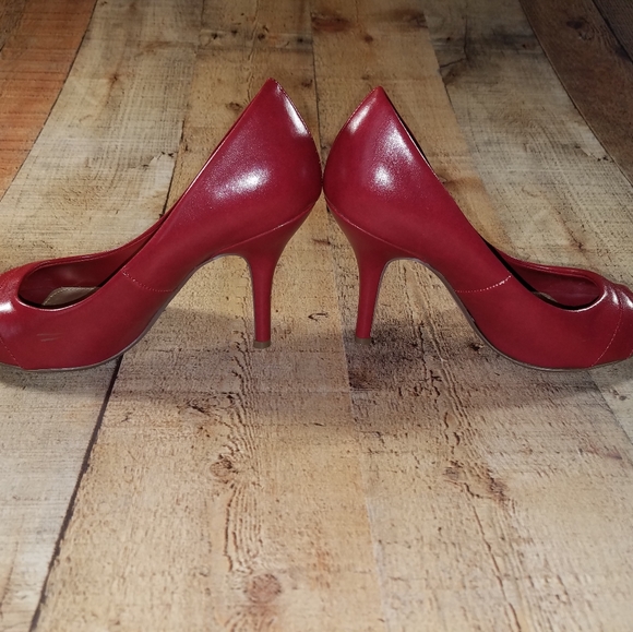 Paprika Red Open Toe Heels - Picture 5 of 7